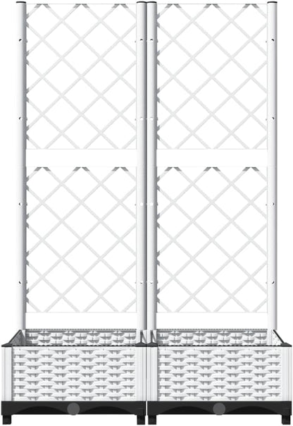 Gecheer Garden Box with Trellis White 80x40x121.5cm PP - QUORE