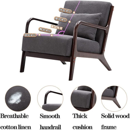 Armchair Chair,Armchair Accent Sofa Chairs Wooden Modern Lounge Armchair,Elegant Upholstered Lounge Chair For Living Room,Bedroom,Linen Fabric Padded Reading Chair Side Chair