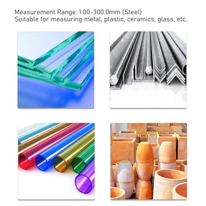 Industriële Diktemeter, Ultrasone Diktemeter 1-300 Mm, met Gegevensopslag 1500, Snelle Microprocessor, voor Metaal, Kunststof, Glas, Keramiek, Staal, Compact