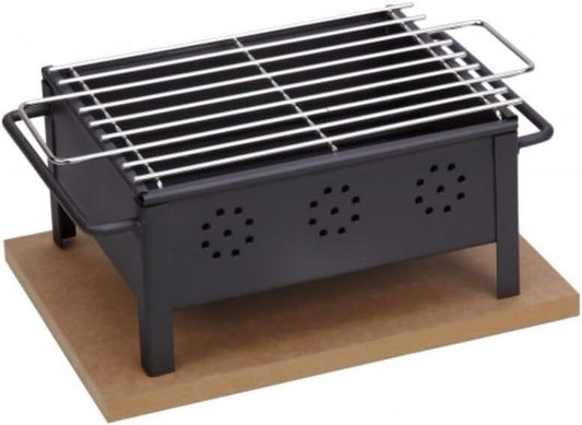 Tafelgrill van inox, grillrooster 30 x 25 cm, voor het praktisch en efficiënt grillen van levensmiddelen in nauwe ruimtes.