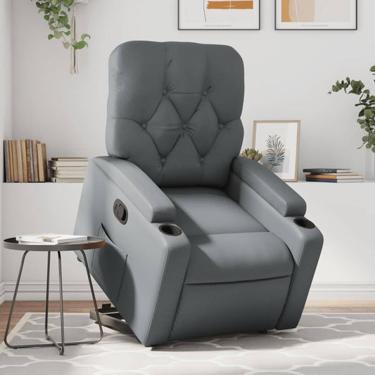 Relaxfauteuil – Elektrische Liftstoel – Verstelbare Fauteuil – Relaxstoel – Loungestoel – Automatische Liftfunctie – Hoogwaardig Kunstleer – Grijs