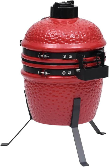 vidaXL Kamado barbecue 2-in-1 56 cm keramiek rood