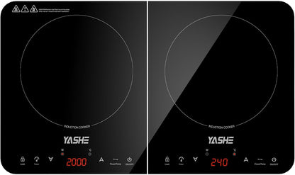YASHE Inductie 2 Schijven - 2-pits inductiekookplaat, 10 vermogens en 10 temperatuurstanden (60-240°C), 3500 Watt inductie 2 schijven, 4 uur timer, kinderslot, eenvoudig te reinigen