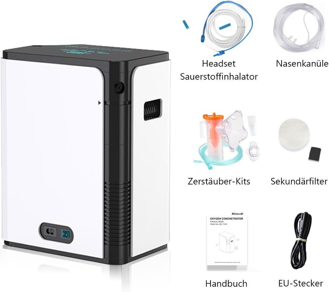 zuurstofconcentrator 1-7L/min verstelbare draagbare zuurstofgenerator zuurstofmachine 93% hoge zuiverheid voor thuis voor ouderen of zwangere vrouwen