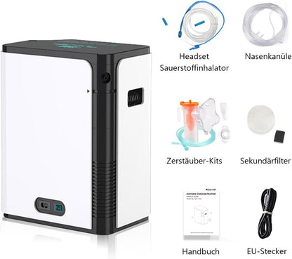 zuurstofconcentrator 1-7L/min verstelbare draagbare zuurstofgenerator zuurstofmachine 93% hoge zuiverheid voor thuis voor ouderen of zwangere vrouwen