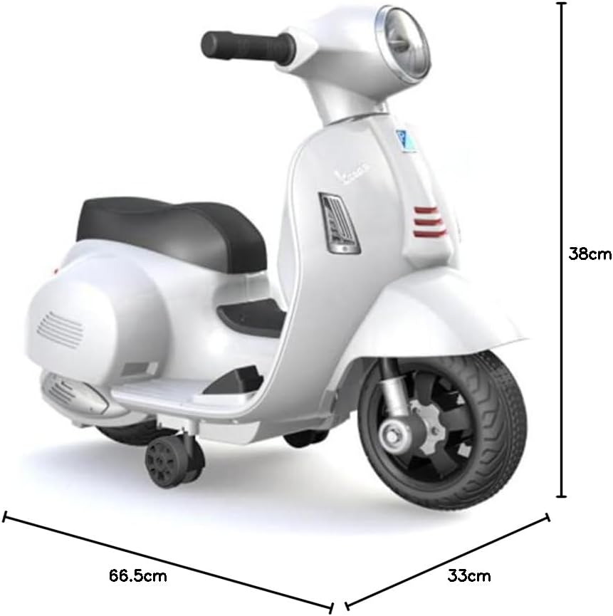 TURBO CHALLENGE - Vespa Gts - Elektrische Drager - 119150 - Scooter - Wit - Klaar om te Rijden - Max 25 kg - Plastic - Oplaadbare Batterijen - Vanaf 24 maanden
