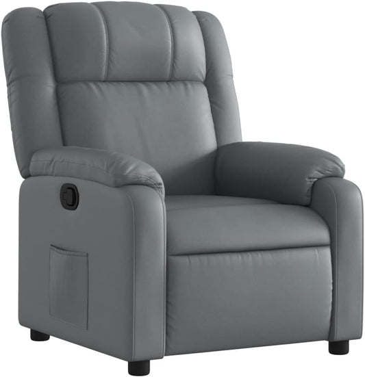 Verstelbare Fauteuil – Relaxstoel – Ligstoel – Fauteuil – Tv Stoel – Kunstleer – Grijs – Verstelbare Rugleuning – Zijvak
