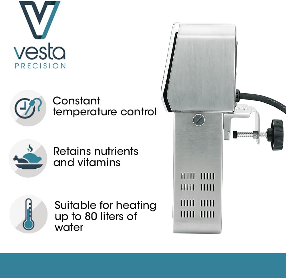 Vesta Precision Professionele Thermocirculator voor Koken op lage Temperatuur SV330 | Inclusief Wi-Fi-bedieningsapp en timer | 2300W roestvrijstalen vacuümkookmachine