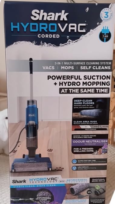 Shark HydroVac WD210EUCP Draadloze nat-/droogzuiger met antimicrobiële borstelrol, multifunctionele oplossing, geurneutraliserend, zelfreinigende vloerreiniger, zuigt & dweil, grijs