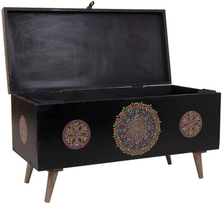 Baul De Madera Pintado Artesanal Negro_ AlexandreHouse