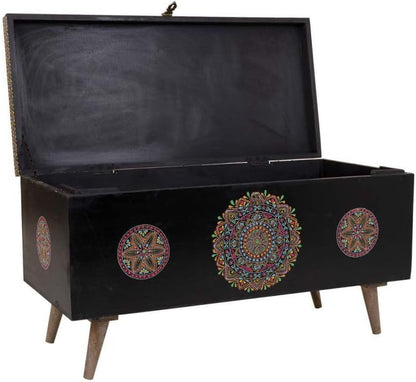 Baul De Madera Pintado Artesanal Negro_ AlexandreHouse