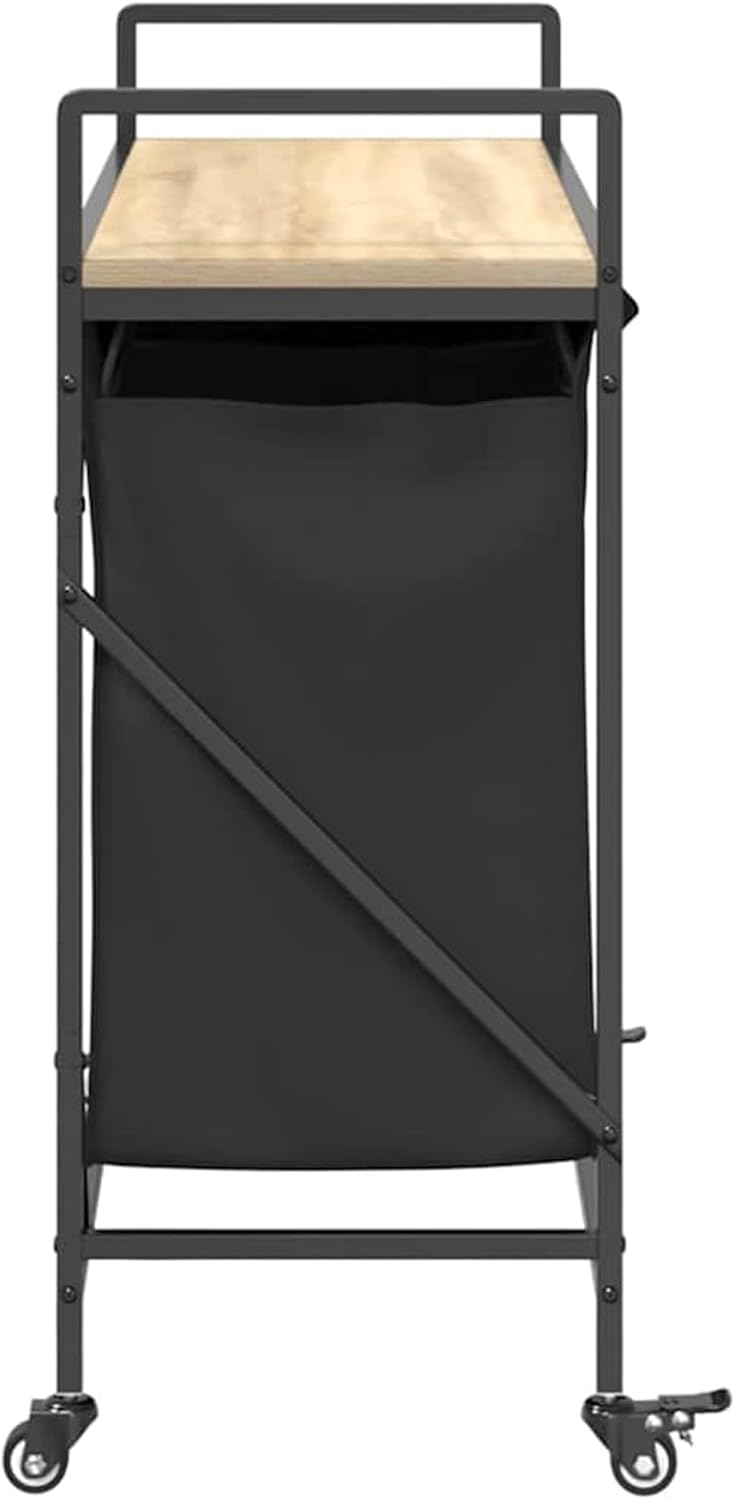 Gecheer Laundry basket 3 compartments with wheels Sonoma oak, laundry basket laundry basket laundry basket for baby clothes bedding shoes 859091 - QUORE