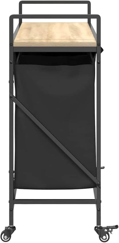 Gecheer Laundry basket 3 compartments with wheels Sonoma oak, laundry basket laundry basket laundry basket for baby clothes bedding shoes 859091 - QUORE