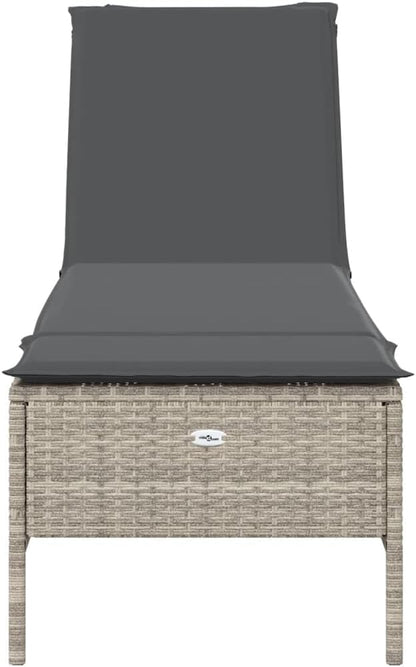 Gecheer Sun Lounger Poly Rattan Sun Lounger Light Dark Grey 198 x 55 x 97 cm Rattan Sun Lounger Folding Rattan Sun Lounger Outdoor Sun Lounger - QUORE