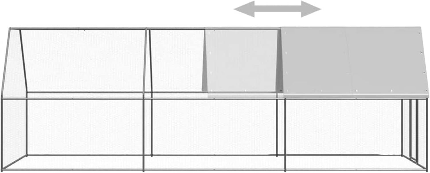 Tidyard Outdoor Chicken Coop, Aviary, Galvanized Steel 2 x 6 x 2 m, Outdoor Chicken Cage, Garden Chicken Coop, Metal Chicken Coop Chicken Coop, Chicken Coop, Large Chicken Coop - QUORE
