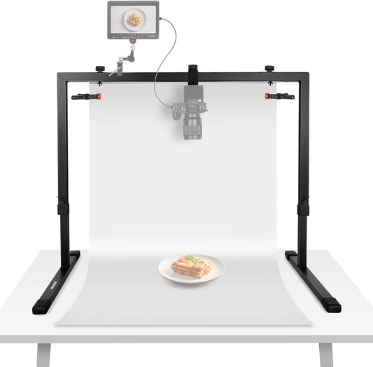 NEEWER Topkop camerahouder voor opnames van boven naar beneden, tafelblad van staal, meervoudig montageplatform voor flatlay, fotografie, licht, koken, tekenen, handwerk, voor tafels ≥ 1 m lengte