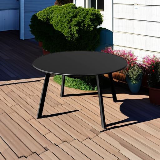 Grand Patio Ronde salontafel, verschillende kleuren, balkontafel, weerbestendig, bijzettafel voor buiten, binnen, woonkamer, kantoor, tuin, balkon (zwart)