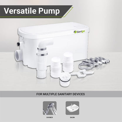 SANI-S250C Sanitaire maalwerk, stille afvalpomp, douche-liftpomp met twee ingangen