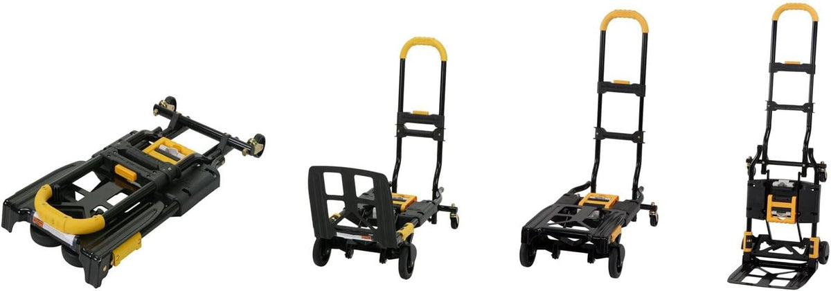 COSCO 12225YGB1E 2-in-1 opvouwbare steekwagen, 300 lbs, capaciteit, meerdere posities met uitschuifbare handgreep, geel