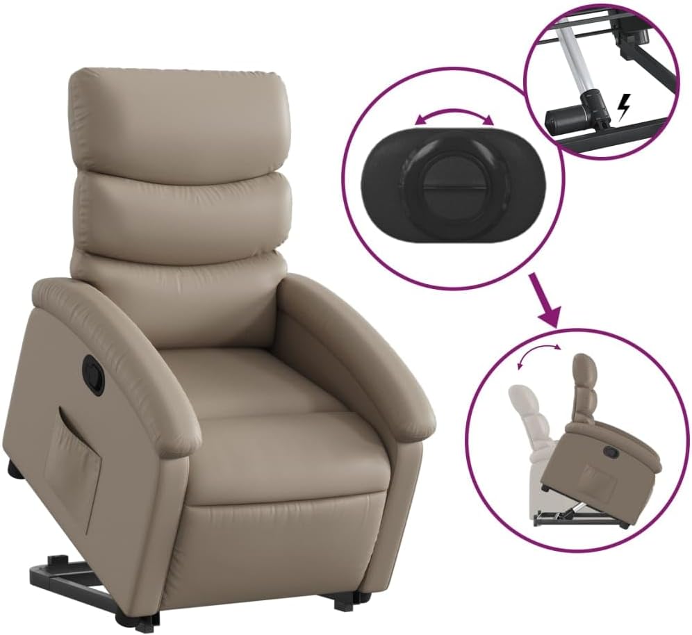 Cappuccino 3204046 fauteuil, met rugleuning, van kunstleer, meubelstuk voor woonkamer, fauteuil, relaxstoel, stoel voor slaapkamer - QUORE