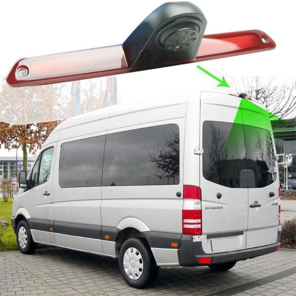 Dolfijn Automotive Achterste Hoge Niveau Remlicht Omkeercamera voor Mercedes Benz Sprinter 2007-2018 & VW Crafter Van 2007-2015, Camera & 4.3" Mirror Monitor