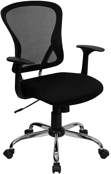 Flash Furniture Bureaustoel, middelhoog, zwart, net, 25,25" B x 27" D x 42,25" H