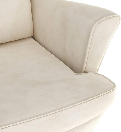 Tidyard Recliner Chair High Back Chair with Footrest Velvet Wooden Legs Armchair for Bedroom TV Chair Living Room Velvet Chair with Footrest