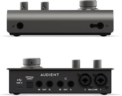 Audient iD14 MKII Audio-interface, 2 klasse-A-microfoonvoorversterkers (High Performance USB-audio-interface, USB-C-aansluiting, Monitor Mix en Monitor Panning-functie, 2 koptelefoonuitgangen), zwart