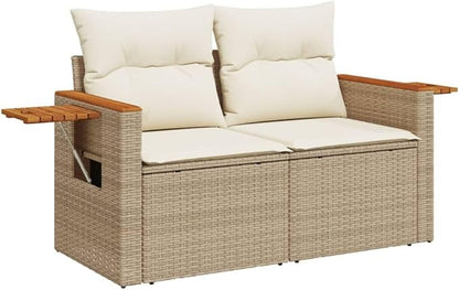 vidaXL 2-seater sofa with cushions poly rattan grey, lounge sofa, garden bench, garden furniture