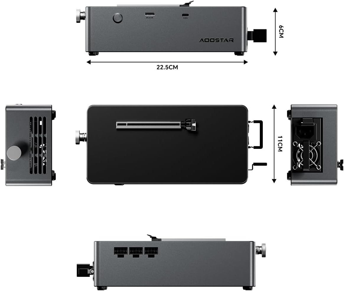 AOOSTAR AG02 eGPU Docking Station with Oculin Connector, External Graphics Card, GPU Docking Station, USB4.0 Supports 100W, Integrated 800W Power Supply, for GPU up to 350W - QUORE