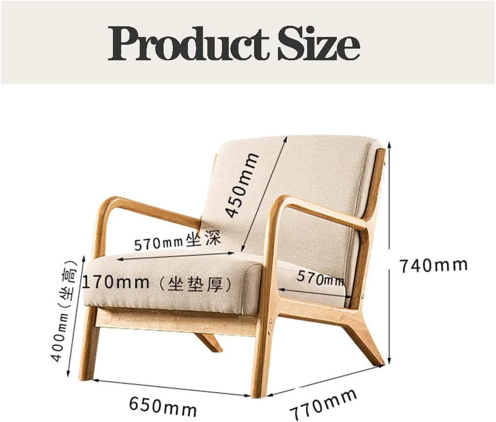 Armchair Chair,Armchair Accent Sofa Chairs Wooden Modern Lounge Armchair,Elegant Upholstered Lounge Chair For Living Room,Bedroom,Linen Fabric Padded Reading Chair Side Chair