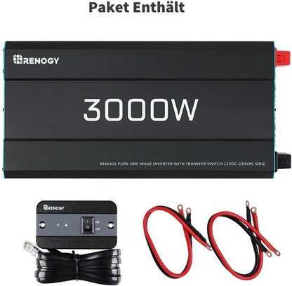 <font dir="auto" style="vertical-align: inherit;"><font dir="auto" style="vertical-align: inherit;">        Renogy Inverter 3000 W 12 V with on/off switch DC to AC with AC priority switch function       </font></font>