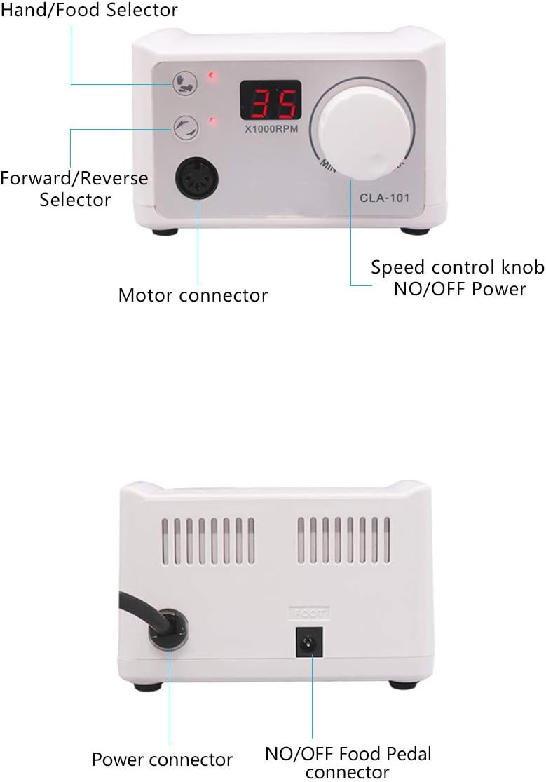 Micro motor draaibank manicure en pedicure 35.000 tpm – Nagelfrees – Elektrische nagelfrees – Manicure apparaat – Pedicure apparaat – Met voetpedaal – Links- en rechtsdraaiend