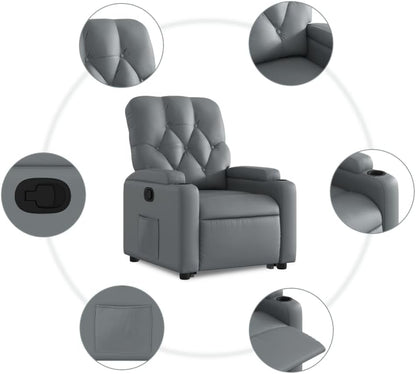 Relaxfauteuil – Elektrische Liftstoel – Verstelbare Fauteuil – Relaxstoel – Loungestoel – Automatische Liftfunctie – Hoogwaardig Kunstleer – Grijs