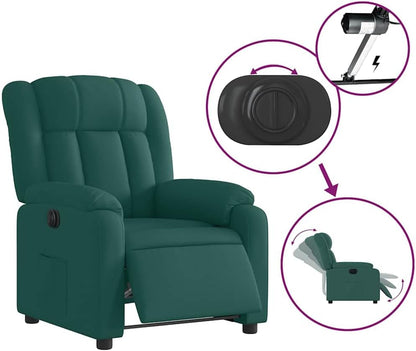 Elektrische Massagestoel, Fauteuil, Verstelbare Rugleuning, Voetsteun, Tv-Stoel, Relaxstoel met Ligfunctie, Ligstoel, Gestoffeerde Stoel, Fauteuil (lichtgrijs) (Donkergroen #29)