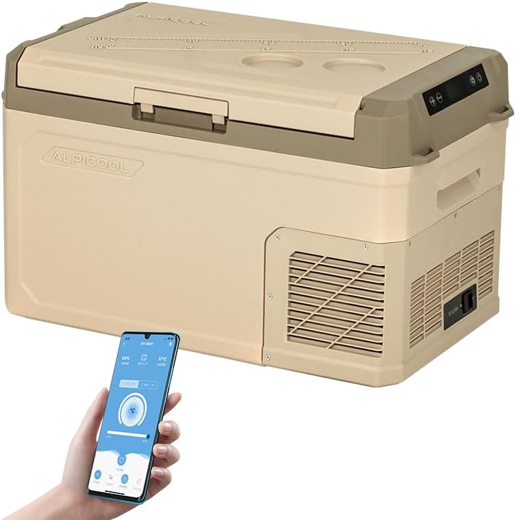 Alpicool GE30 30L elektrische compressor Koelbox/vriesbox, Mini koelkast 12/24 V en 230 V, Autokoelkast voor auto, vrachtwagen