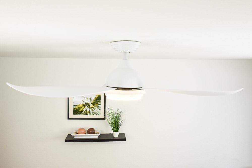 moderne design Plafondventilator Pepeo Raja met dimbare LED-verlichting en afstandsbediening - 122cm - Wit - Energiezuinige stille DC Motor - 3 lichtkleuren - Omkeerbare winter- en zomerstand, timer