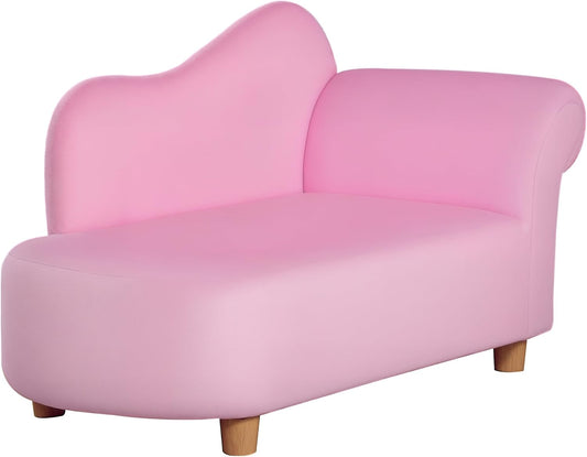 HOMCOM Children's sofa Mini Children's armchair Baby armchair Sofa Chaise Longue Pink L80 x W40 x H49 cm - QUORE