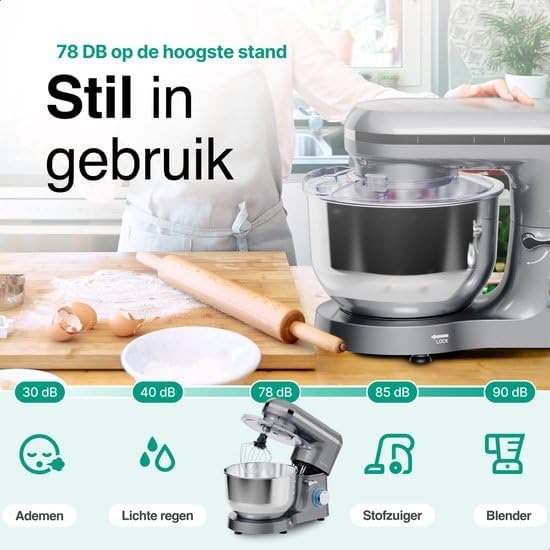 Vivid Green Food Processor, 6.2L, Stainless Steel Mixing Bowl, Anthracite, Display with Timer, 38.5x24x31.5cm, 2000W, Stainless Steel/Plastic, Kitchen, 4.8kg, 6 Speeds - QUORE