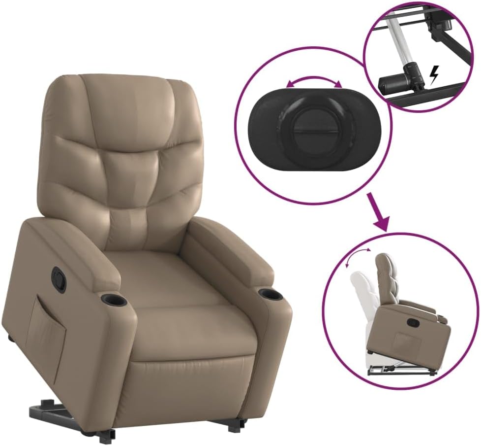 Cappuccino 3204664 fauteuil, met rugleuning en rugleuning, van kunstleer, meubelstuk voor woonkamer, fauteuil, relaxstoel, stoel voor slaapkamer - QUORE