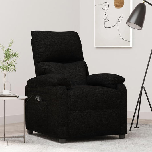 Relaxstoel, elektrisch, zwarte stof, tv-stoel met ligfunctie, enkele ligstoel, relaxstoel voor woonkamer, slaapkamer, A1