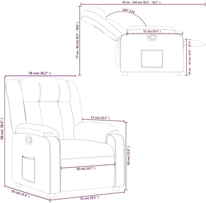 Verstelbare Fauteuil – Relaxstoel – Loungestoel – Zitstoel – Leunstoel – Kunstleer – Handmatig Verstelbaar Tot 135° – Zijvak