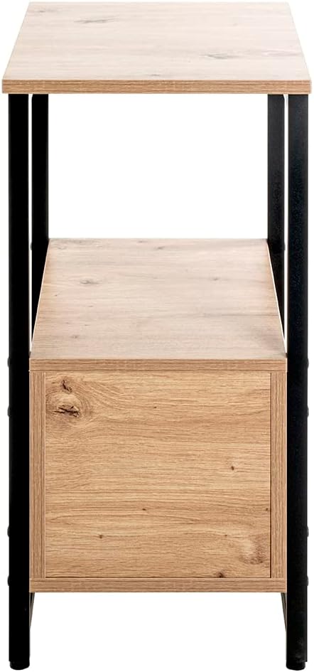 HAKU Bijzettafel eiken, zwart, Metaal, spaanplaat - Maat: B 30 cm x H 63 cm x D 40 cm, Stijl: Modern