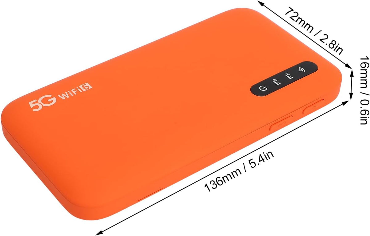 5G WiFi6 Mobiele Hotspot-router, Dual-band High-speed Mobiel Hotspot-apparaat met SIM-kaartsleuf en Hot-swappable Ondersteuning 16 Apparaten 6100 MAh Draagbaar WiFi-apparaat