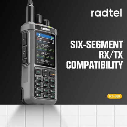 Radtel RT-880G GPS APRS 10 W Ham Radio Walkie Talkie Draagbare CB-radio 1024 kanalen HF SSB Rx met cross-band repeater, 6,5 cm kleurendisplay met programmeerkabel SW/MW-antenne