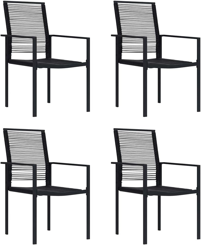 Garden Chairs Set of 4 PVC Rattan Black Balcony Chair Patio Chair Dining Chairs for Patio, Garden and Balcony - QUORE