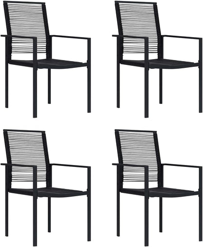 Garden Chairs Set of 4 PVC Rattan Black Balcony Chair Patio Chair Dining Chairs for Patio, Garden and Balcony - QUORE
