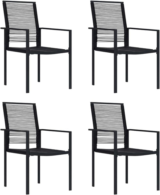 Garden Chairs Set of 4 PVC Rattan Black Balcony Chair Patio Chair Dining Chairs for Patio, Garden and Balcony - QUORE