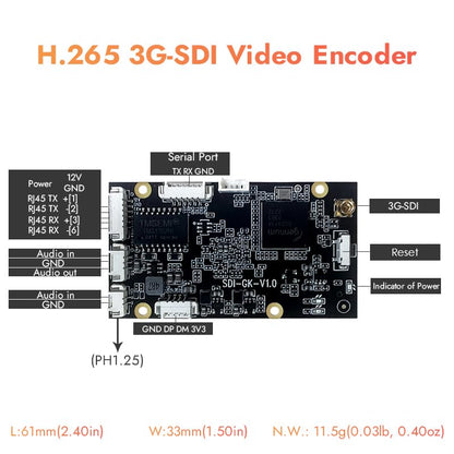 EXVIST H.265 1080P 3G-SDI mini-video-encoder met SD-kaartsleuf voor drone, IP-TV, satelliet – ondersteunt RTSP, RTMP, HLS, HTTP, Compatible with ONV/HK voor live-uitzendingen naar YouTube, Facebook