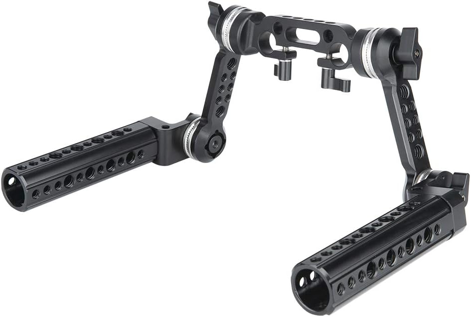 Rozet handgreep kit – Camera handgreep – Camera rig handvat – Schouderrig handvat – Grip voor videorig – Met verlengarm en 15 mm staafklem – 145 mm handgreep van aluminiumlegering